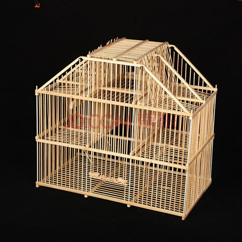 新款鸟用机关笼拍笼踏笼打笼翻滚笼竹制鸟笼抽屉自锁鸟笼 中号滚笼
