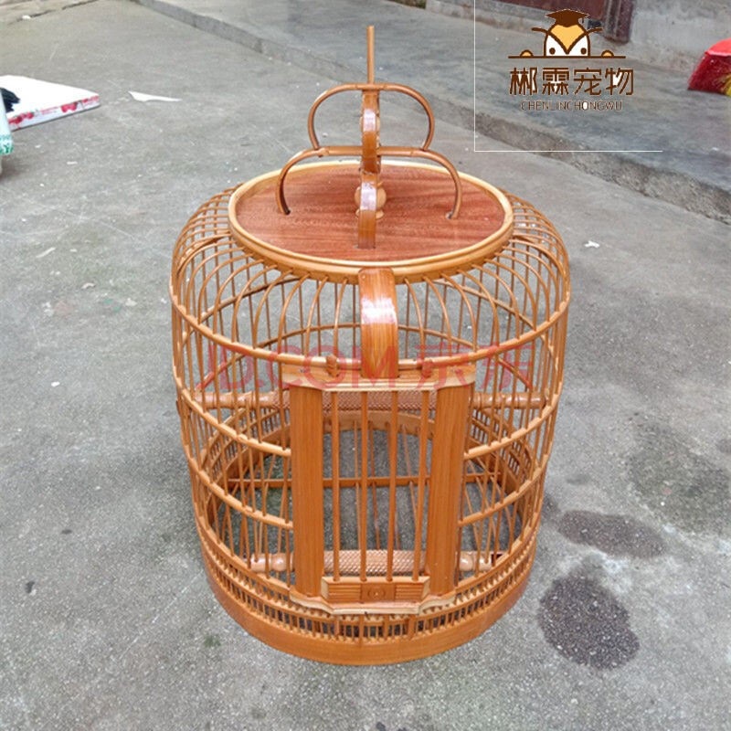 鸟笼画眉专用八哥大号绸缎笼布全套 直径34cm【空笼上漆】木葫芦 站杠