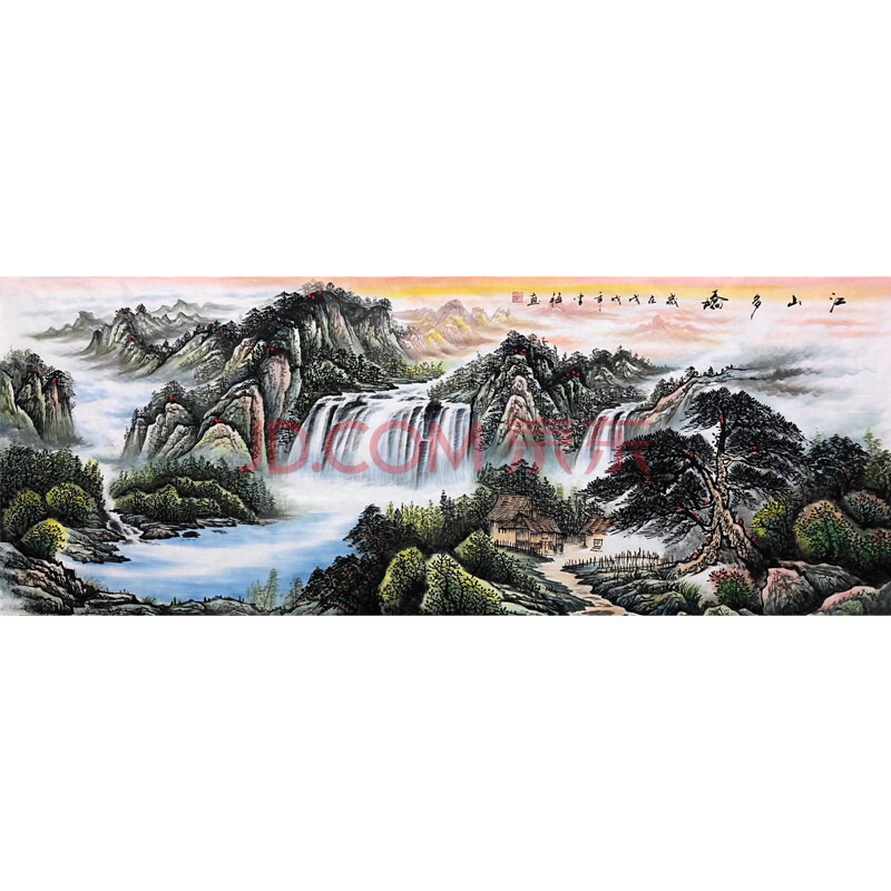 唐雪梅 小六尺山水《江山多娇》-珍品拍卖-京东拍卖