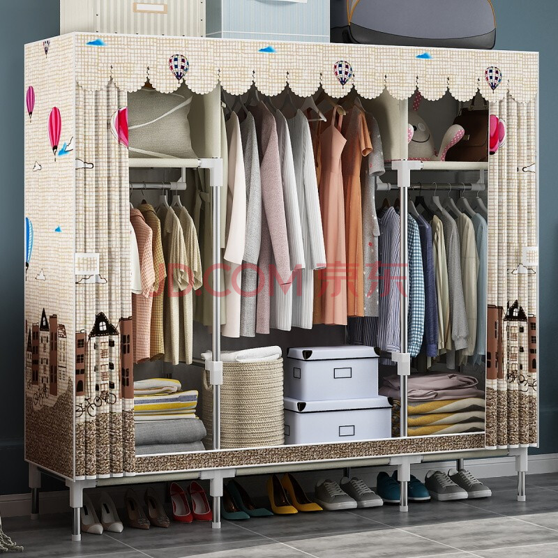 铭福轩 布衣柜简易衣柜加粗组装衣服柜 加厚牛津折叠衣橱组合柜宿舍