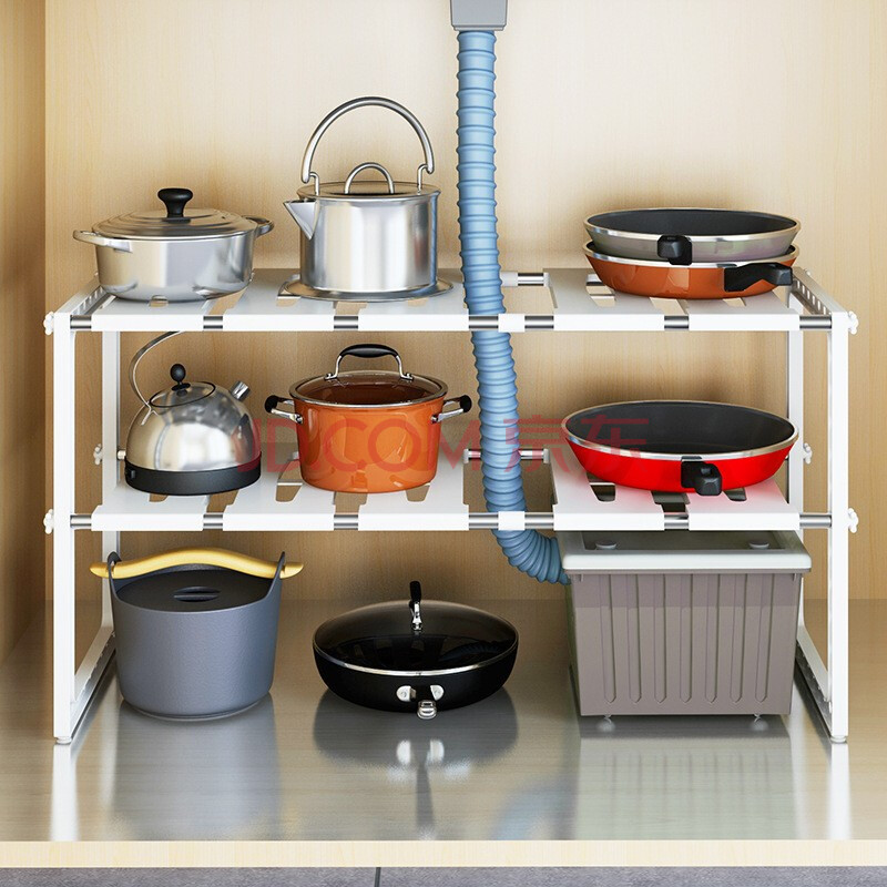 诗不锈钢厨房下水槽置物架可伸缩收纳分层多层柜子下储物收纳架架子