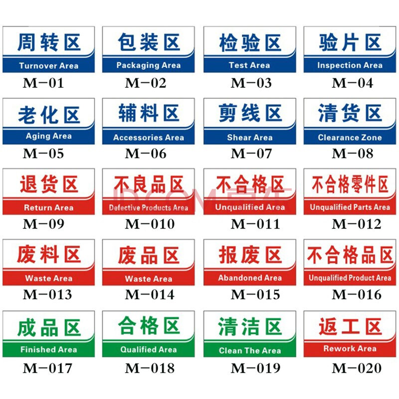 分區標誌牌公司生產車間驗廠區域劃分指示牌企業工廠標識牌 不良品區