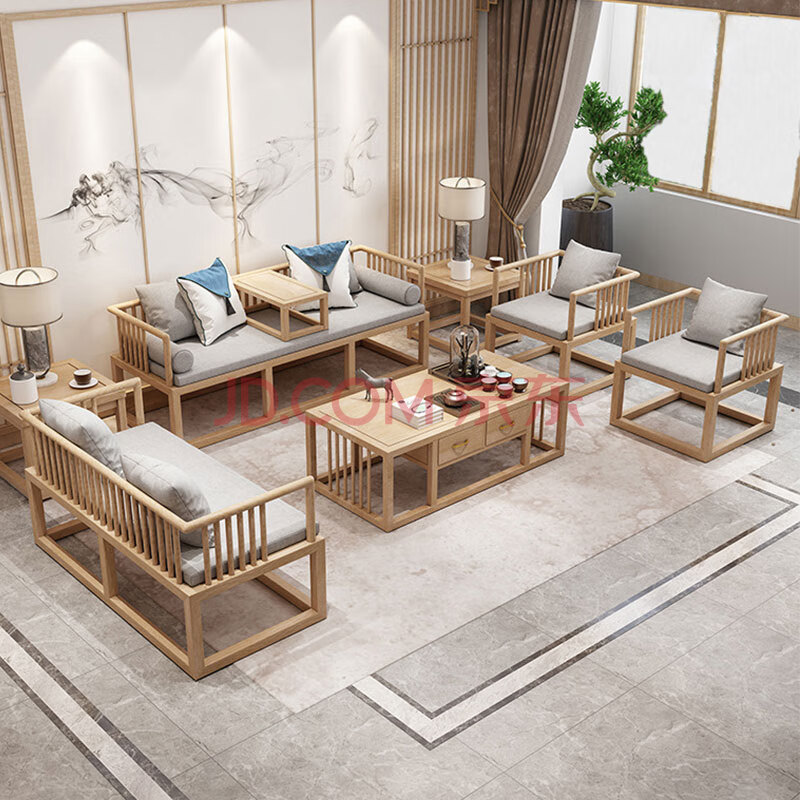 匠艺阁 新中式实木沙发简约现代原木色家装客厅茶楼别墅民宿禅意家具