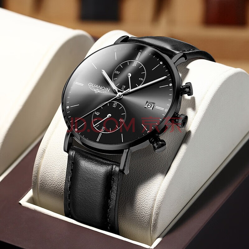 冠琴(guanqin)男表石英男士手表带手表休闲表小三针时尚男士腕表钟表
