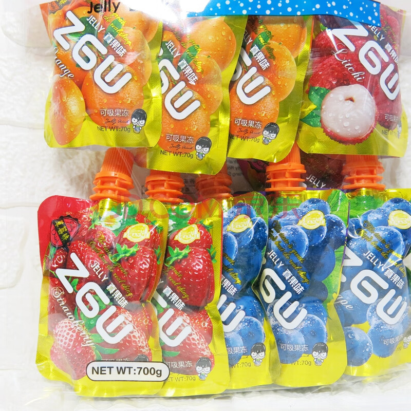 香港jelly真果味zgw可吸果冻布丁 什锦味儿童夏季休闲零食700g