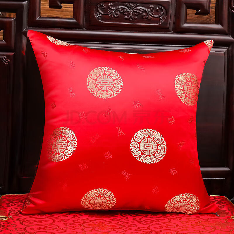 中式抱枕靠垫中国风客厅古典靠枕靠背腰枕套含芯沙发靠垫红中字4555cm