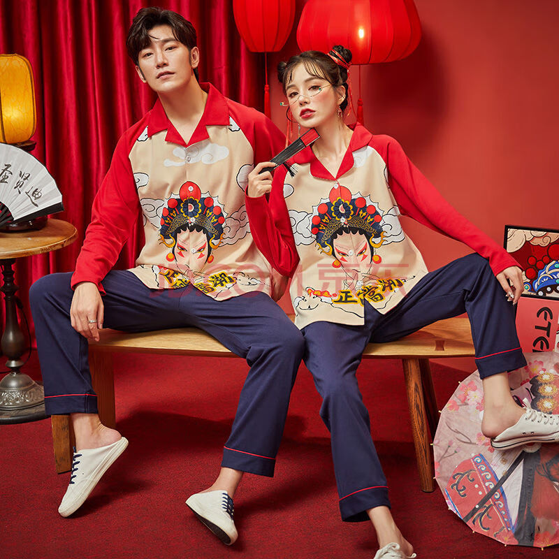 情侣秋冬长袖套装棉质年中国风可外穿家居服抖音网红sn5124 国潮情侣