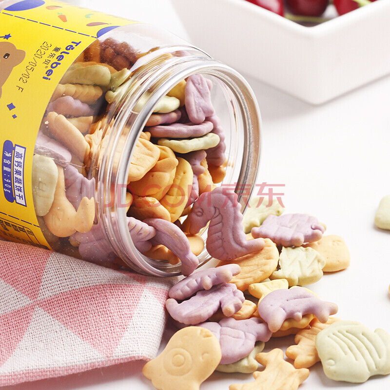 儿童高钙果蔬饼干90g*2罐一岁宝宝零食1岁2 3岁不上火健康营养