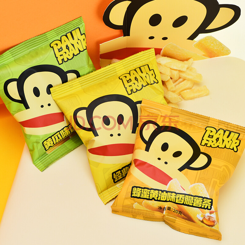 大嘴猴薯条 pualfrank薯条原味120g*3盒非膨化休闲零食包 黄瓜2盒