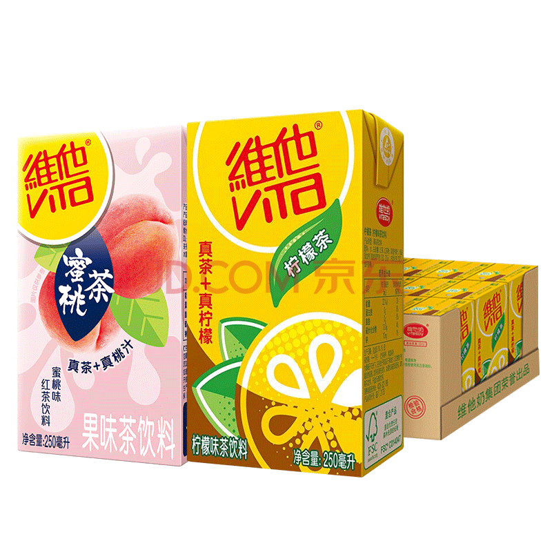 維他奶 維他多口味果汁水果茶飲料混合組合裝 (檸檬12盒 蜜桃12盒)*