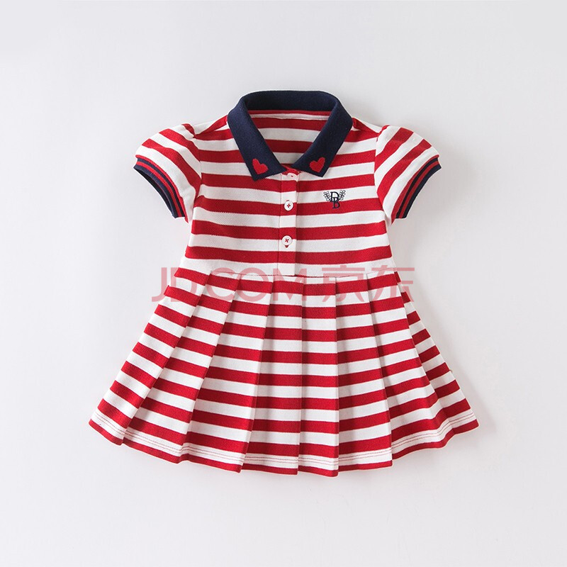 davebella戴维贝拉女童连衣裙夏装新款童装女孩儿童洋气运动风条纹