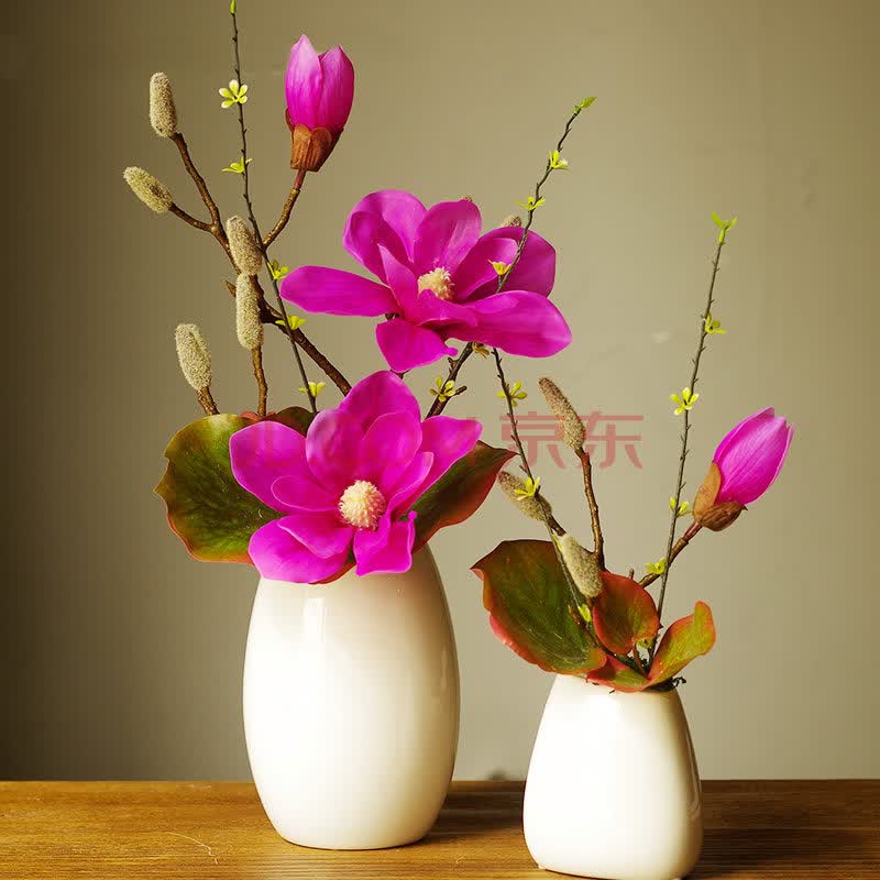 玉兰花仿真花 新中式玉兰花仿真花束客厅摆设 落地大束pu假花套装花艺