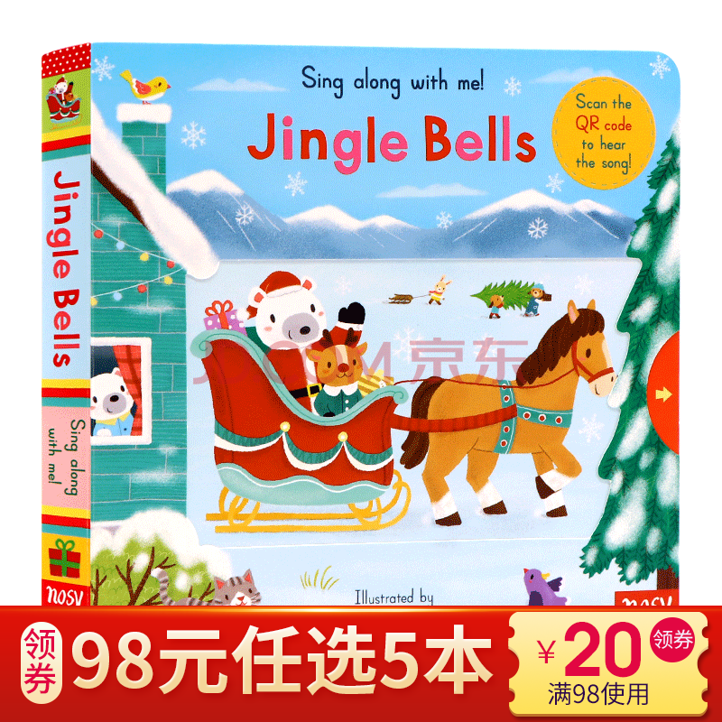 铃儿响叮当 进口英文原版绘本 sing along with me jingle bells 童谣
