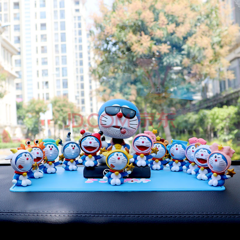 叮当猫哆啦a梦公仔玩偶汽车摆件中控台仪表板 12星座 蓝大垫 抽烟叮当