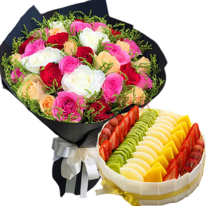 鲜花蛋糕组合生日蛋糕鲜花速递同城配送北京上海广州深圳天津济南西安