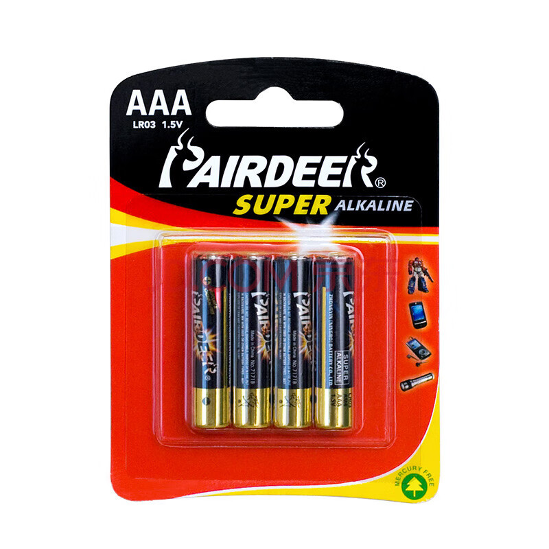 pairdeer 碱性电池 7号 4粒卡装 lr03aaa x