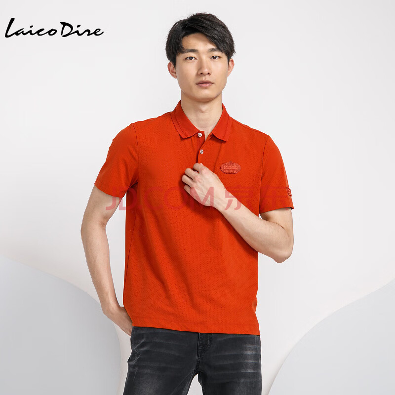 莱克代尔laico dire 经典款经典镂空透气舒适翻领短袖t恤 桔红 54