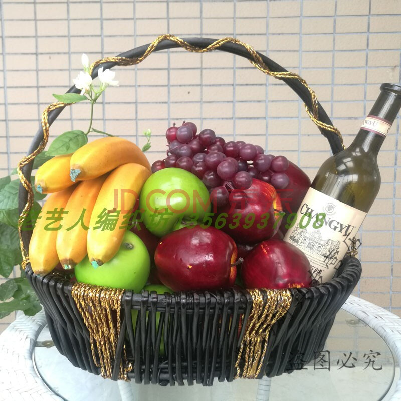 中秋赏月果盘/果篮藤编超市水果篮手提水果篮子礼品包装篮子礼篮子