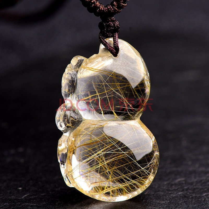珒福源金发晶葫芦吊坠男女天然水晶葫芦挂件财宝葫芦 福禄双收