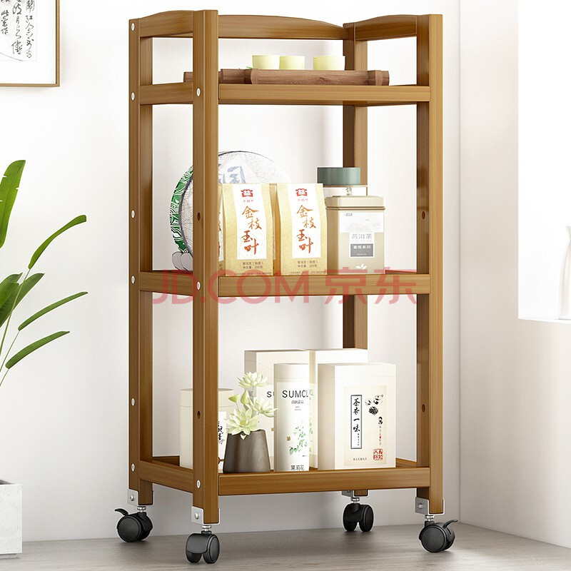 竹艺佳茶水柜移动茶水台厨房架子简易多层置物架落地收