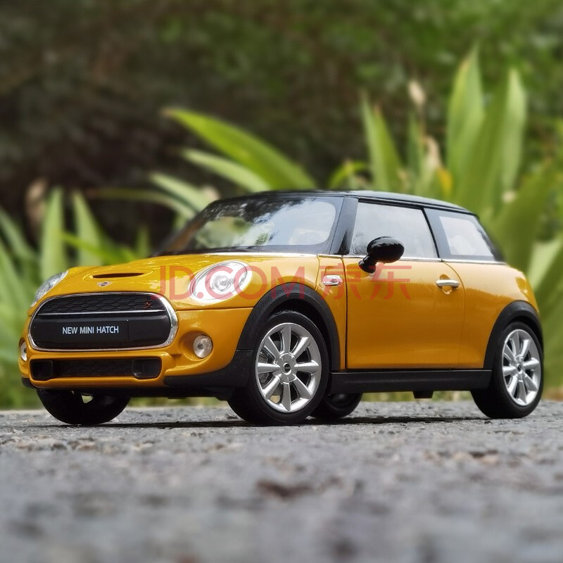 威利1:18 迷你mini hatch cooper s 合金车模收藏汽车模型 礼物 黄色