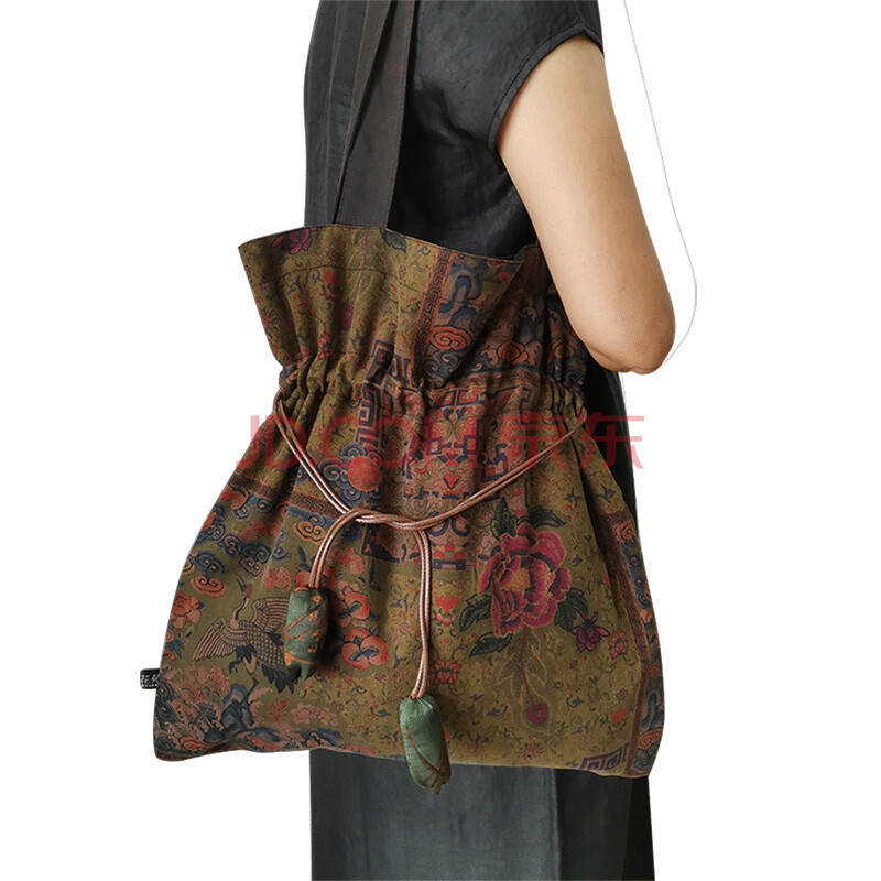 孤豹2021新款女士包包真丝香云纱轻便单肩包桑蚕丝民族风中老年购物袋