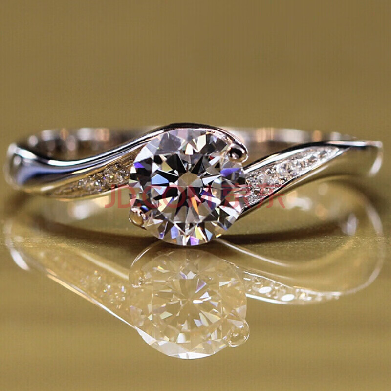 s925银钻石戒指 女戒指仿真钻戒 女情侣对戒尾戒结婚戒指环 85分 10号