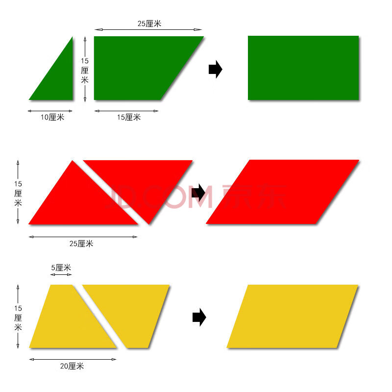 磁吸式平面几何平行四边形三角形梯形长方形面积计算公式推导套装图形