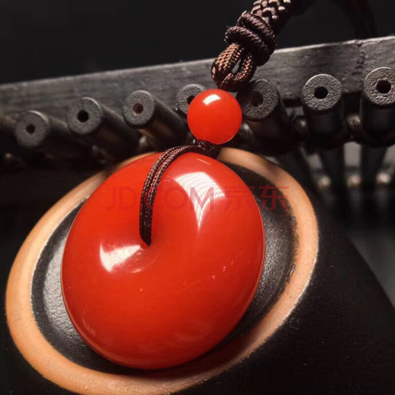 凉山南红玛瑙平安扣吊坠 樱桃红貔貅项链毛衣链 男女款带证书 尺寸