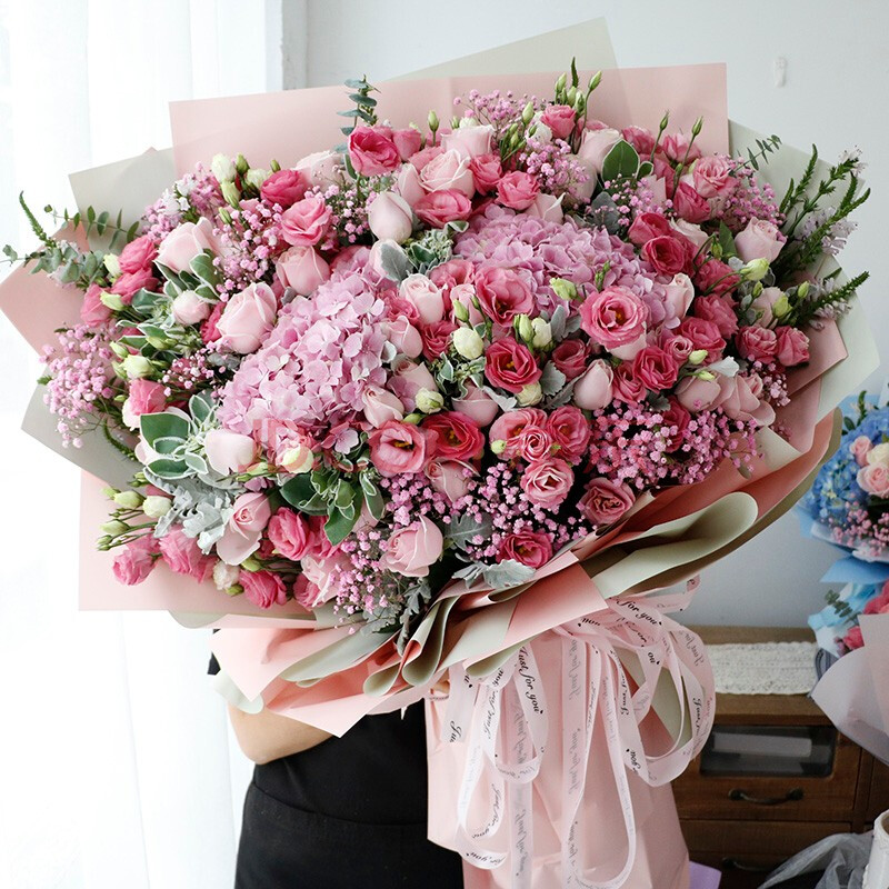 鲜花速递玫瑰绣球桔梗混搭送女朋友生日闺蜜求婚纪念日花束筱悠然鲜花