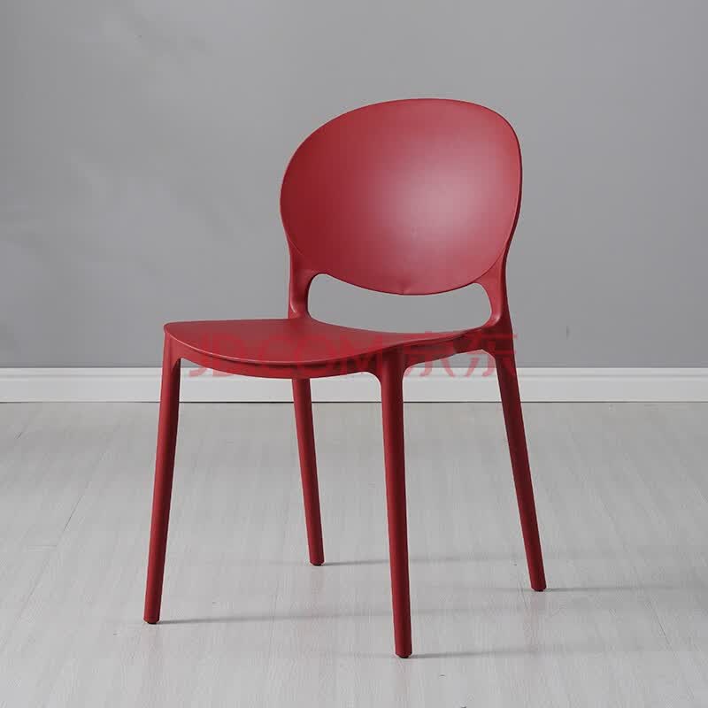百思宜 椅子家用靠背椅餐桌椅现代简约休闲椅塑料椅可叠放餐椅 红色