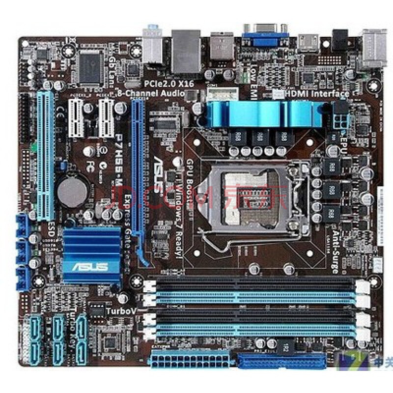 华硕p7h55-m全固态电容1156针主板支持i3 i5 i7双核四核ddr3内存