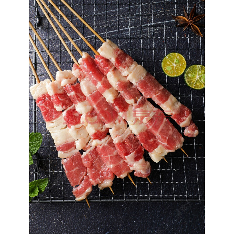 烧烤食材新鲜牛肉串 肥牛肉串户外烧烤 半成品串串 富铭士 20串