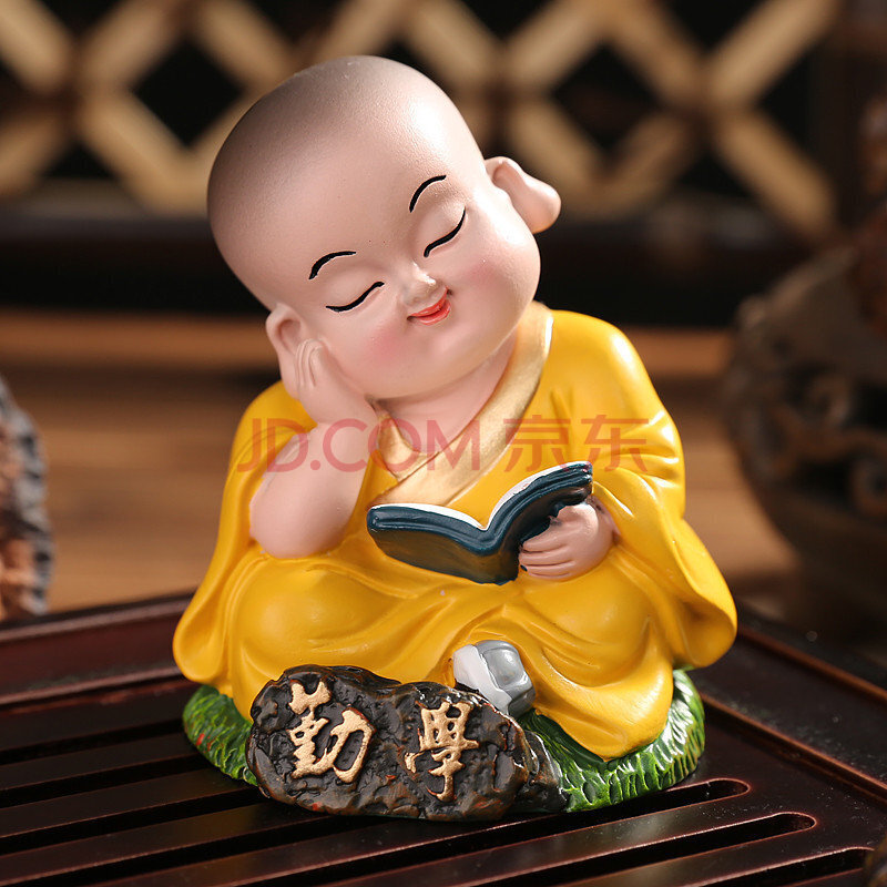 可爱q版小沙弥小和尚装饰品 禅意书房摆设 送同学朋友生日礼物女生