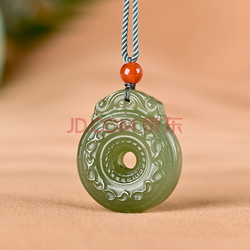 玉随乐新疆和田玉平安扣男士女款情侣吊坠大怀古挂件玉石项链玉佩
