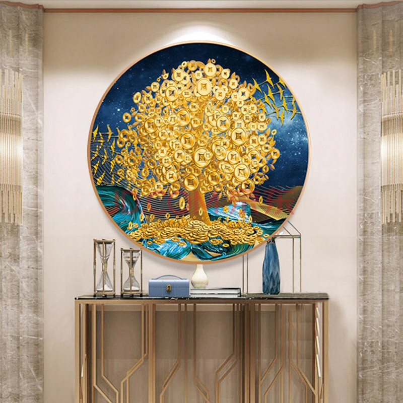 钻石画 满钻十字绣5d钻石画现代简约麋鹿风景画钻石绣画手工粘贴画点