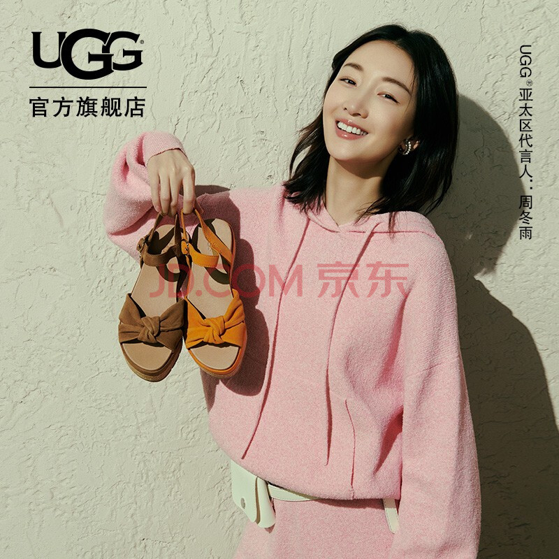ugg 2021夏季新款女士凉鞋松糕蝴蝶结时尚凉鞋周冬雨明星同款 1117962