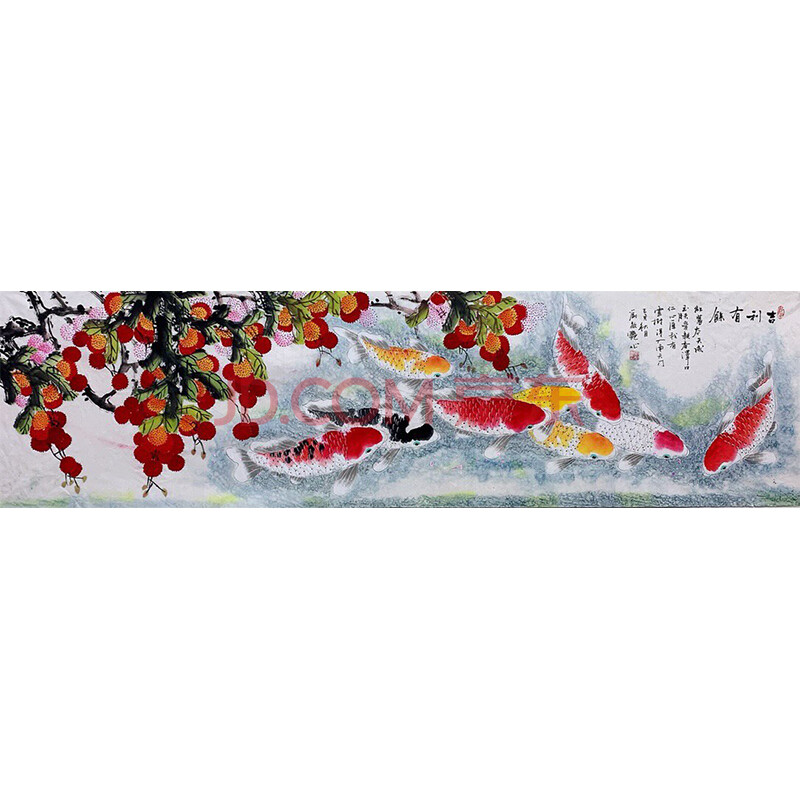 刘敏艳 中国国画家协会会员 《吉利有余》 180cmx50cm 六尺对开