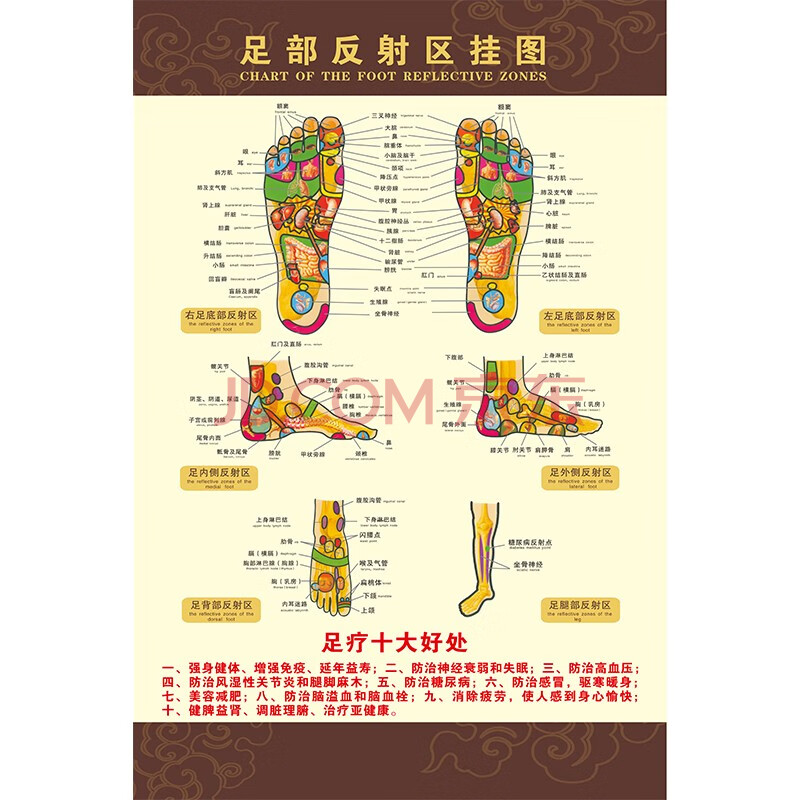 【新品】腳底按摩穴位圖足部反射區掛圖足浴足療店足底經絡穴位圖廣告