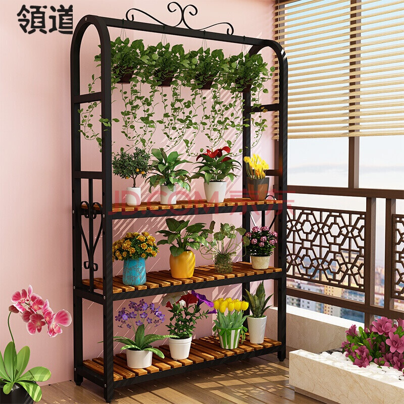 阳台花架省空间多层落地式铁艺可移动室内多功能爬藤花架定制 三层
