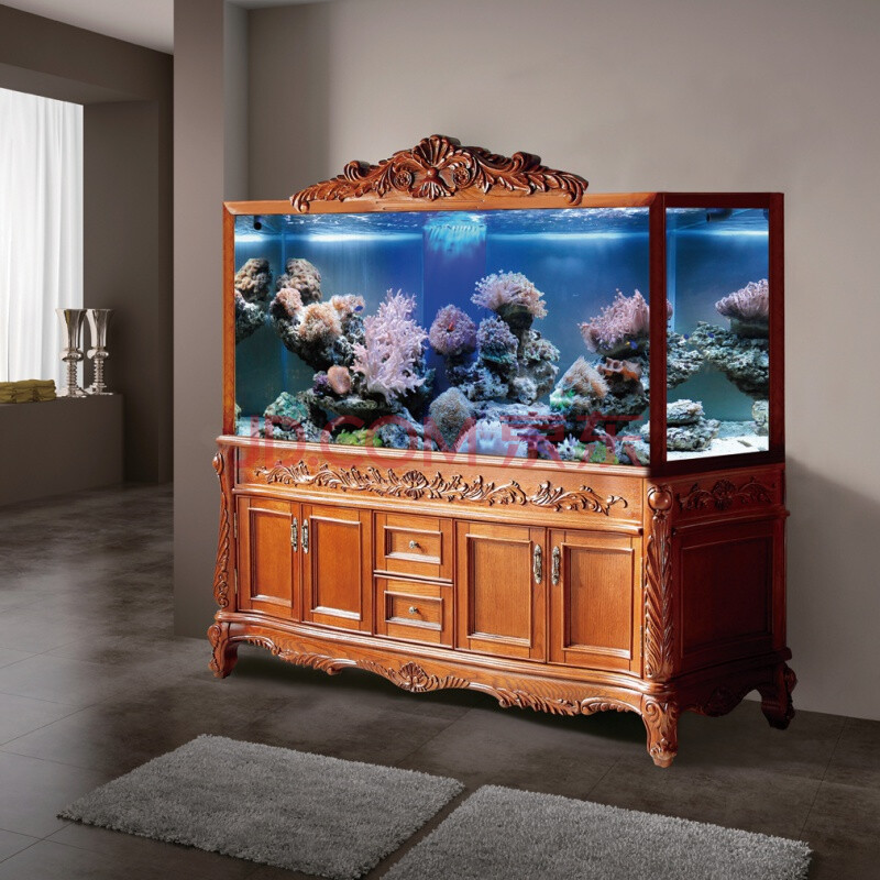 【可开票】实木欧式龙鱼缸超白玻璃水族箱1.5米1.