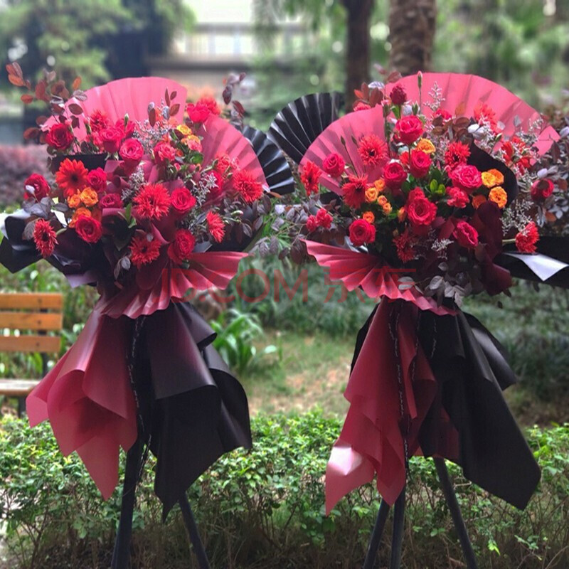 岚黛 开业花篮鲜花同城配送红玫瑰弗朗混搭高端创意三脚架花篮开业