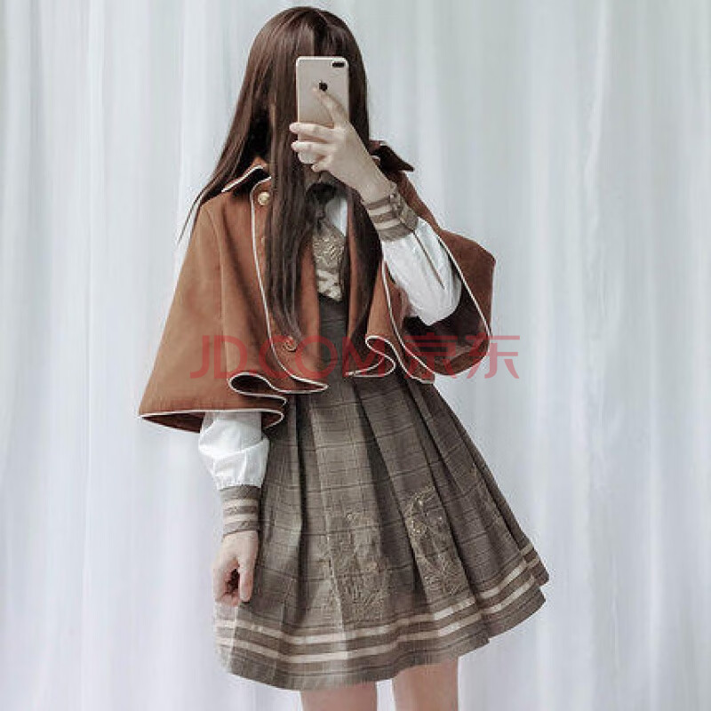 exemaba 洛丽塔学院风秋冬款外套斗篷女lolita裙学生英伦风萝莉塔套装