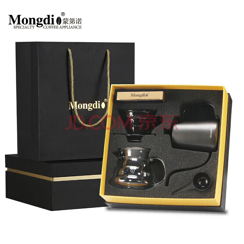 Mongdio 手冲咖啡壶套装礼盒 家用咖啡壶陶瓷滤杯+分享壶+手冲壶+滤纸,Mongdio 手冲咖啡壶套装礼盒 家用咖啡壶陶瓷滤杯+分享壶+手冲壶+滤纸,第1张