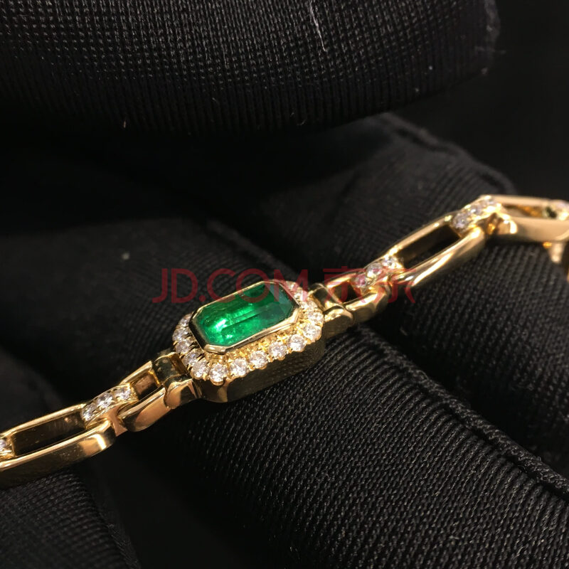 199083 约55分18k金黄祖母绿配钻石手链 约5.13克
