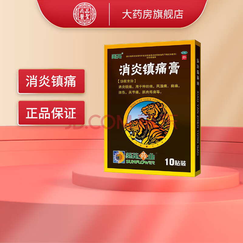 葵花消炎镇痛膏10贴盒风湿关节痛挫伤扭伤风湿痛关节炎肌肉酸痛 一盒