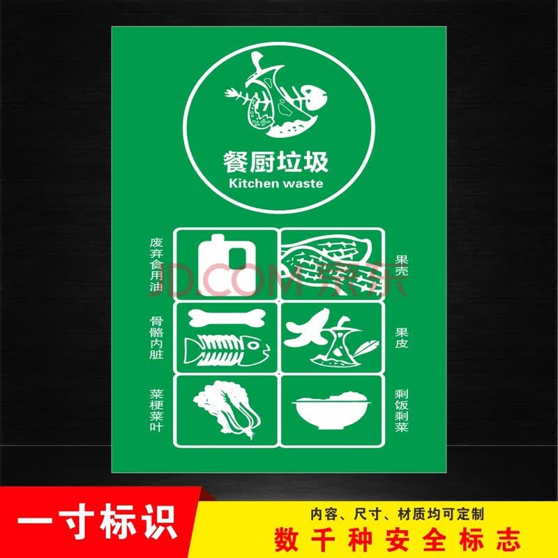 垃圾分类标语标识贴纸垃圾桶可回收不可回收厨余垃圾标志牌标识牌 l26