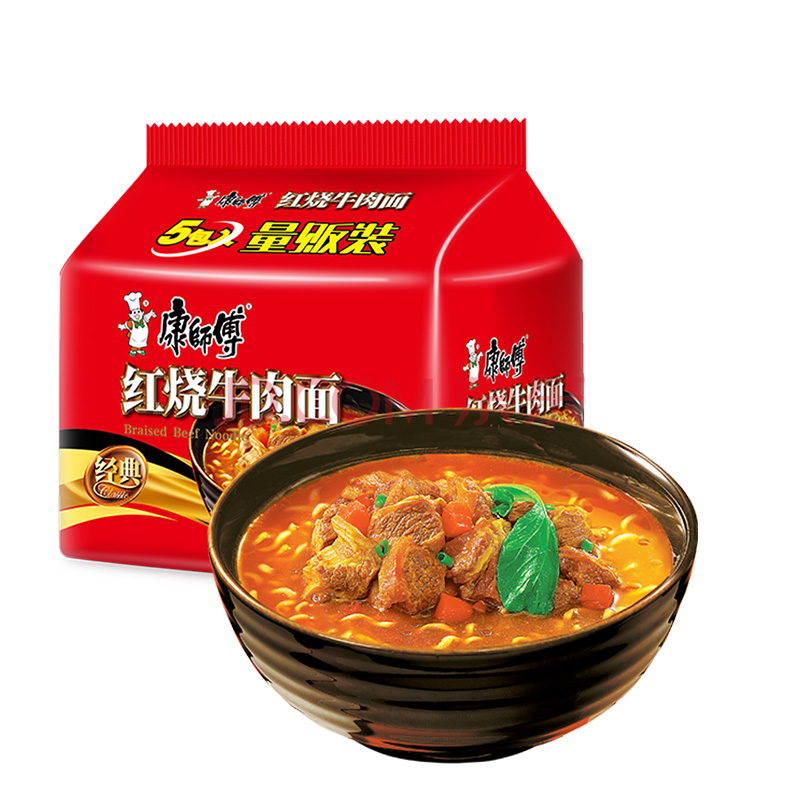 康师傅红烧牛肉面 100克*5 方便面