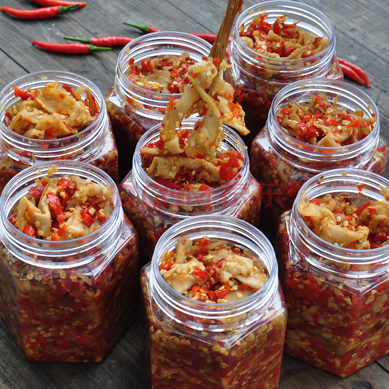 榨菜干湖南特产自制农家芥菜皮脆辣剁椒开胃菜下饭菜香辣罐装760g