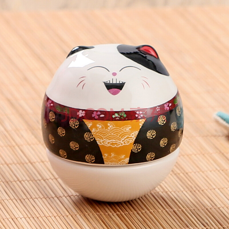 招财猫猫不倒翁摆件小号陶瓷结婚节日礼物儿童生日礼品家居办公桌创意
